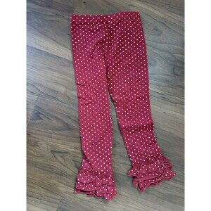Oopsie Daisy Pin Dot Ruffle Ankle Leggings - Red - 5